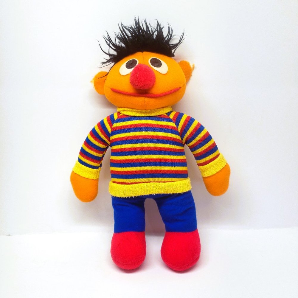 Vintage Hasbro Softies Sesame Street Ernie 10" Stuffed Plush Felt Ears